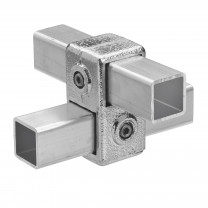 Buiskoppeling kruisstuk aluminium ⧄ 25 mm zijdeglans vierkant