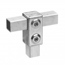 Buiskoppeling t-stuk aluminium ⧄ 40 mm zijdeglans vierkant